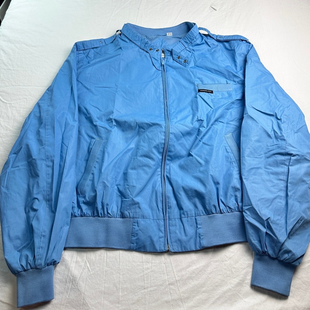 Vintage Members Only Racer Jacket Sky Blue Windbreaker 4X Fits Like XL